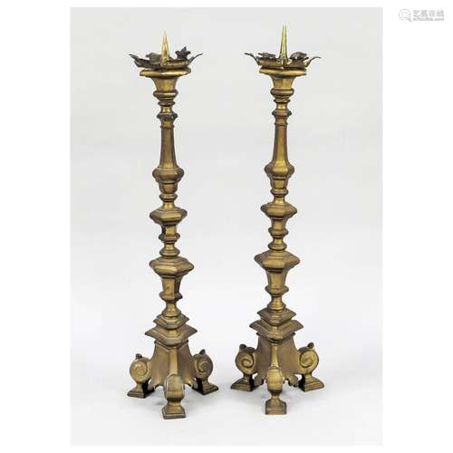 Pair of large candlesticks in baro