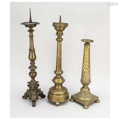 Three large candlesticks, 18th/19t