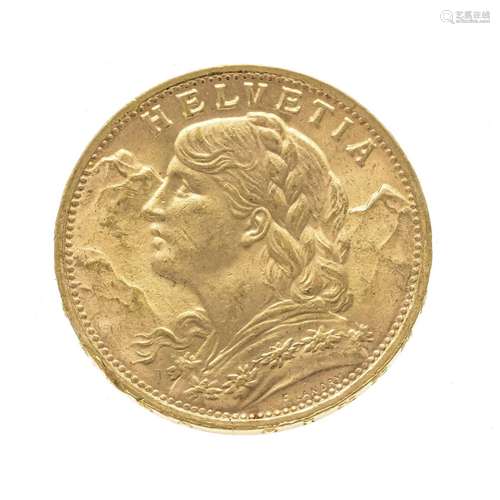 Gold coin, 20 francs, so-called Vr