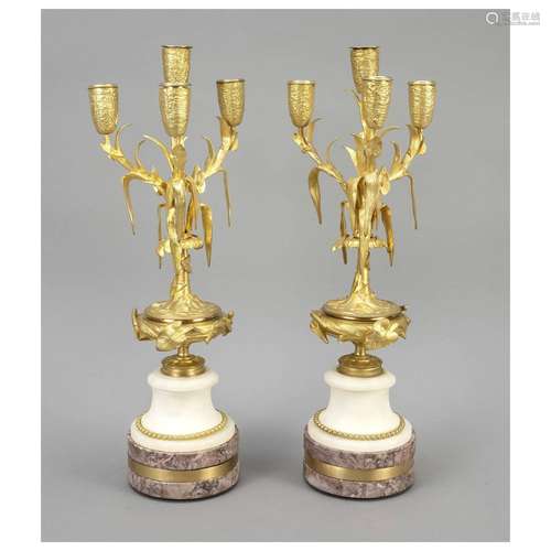 Pair of candlesticks, each with fo