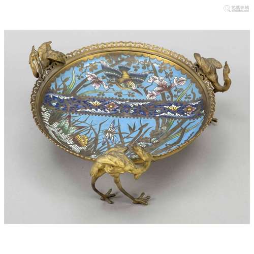 Large cloissoné bowl with bronze m