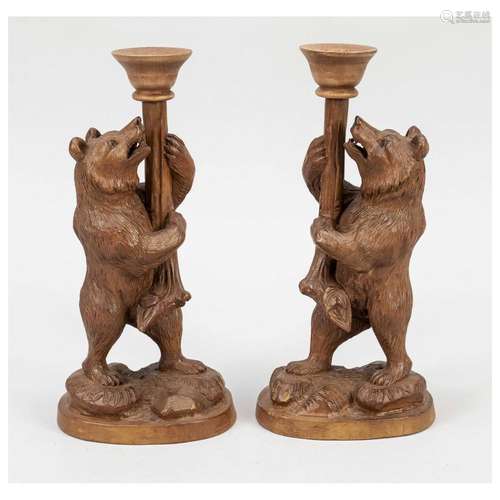 Pair of candlesticks with bears, 2