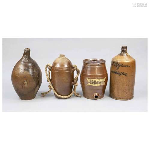 Four vessels, 19th c., stoneware,