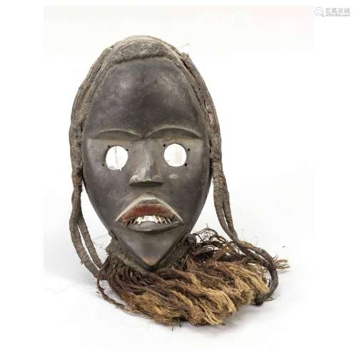 African cult mask, wood, leather c