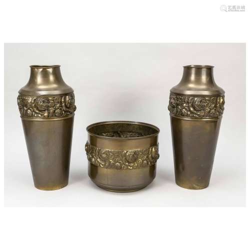 Two vases and a planter, 20th c.,