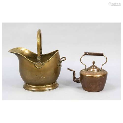 2 vessels, 19th c. 1 x copper-plat