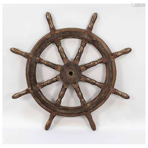 Ship steering wheel, 19th/20th c.,