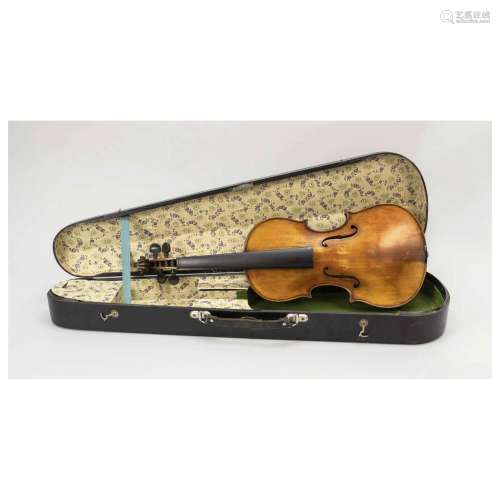 Violin in violin case, inscribed o
