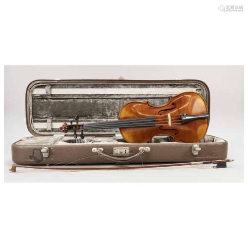 Violin in violin case with signed