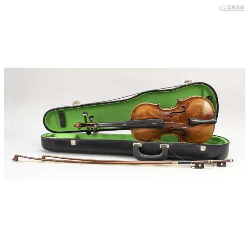 Violin with 2 bows in violin case.