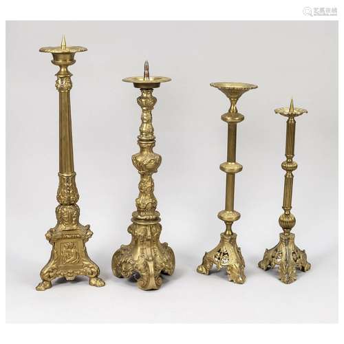 4 altar candlesticks, late 19th ce