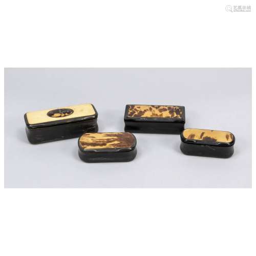 4 tobacco boxes with tortoise shel