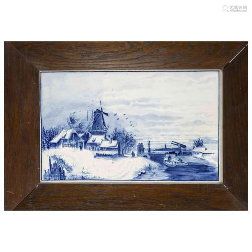 Framed tile picture, Holland circa