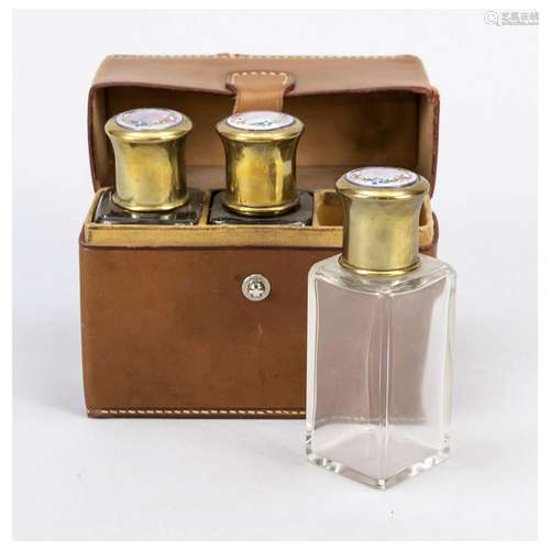 Flasks in case, 1st half of 20th c