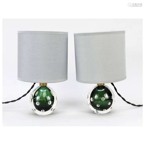 Pair of lamps, mid-20th c., green