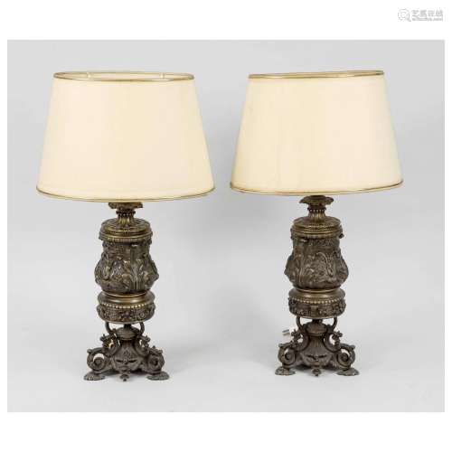 Pair of table lamps, late 19th cen