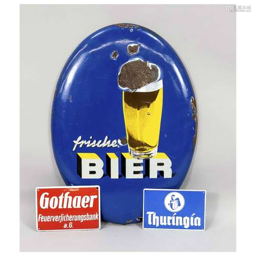 3 enamel signs, Germany, 1st half