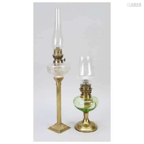 2 Petroleum lamps, late 19th c., 1