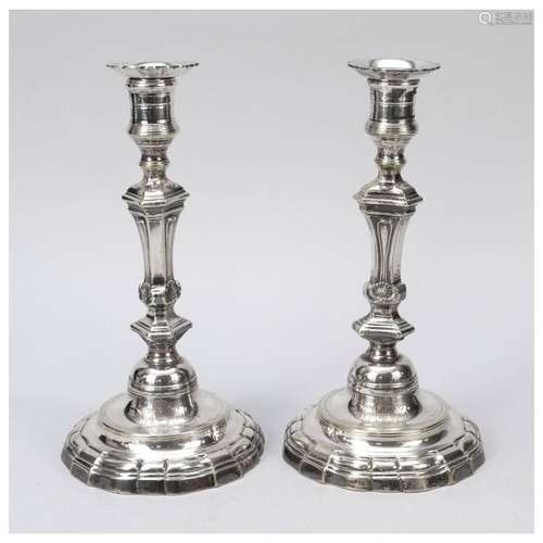 Pair of silver-plated candlesticks