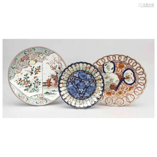 3 various Imari plates, Japan, Arit