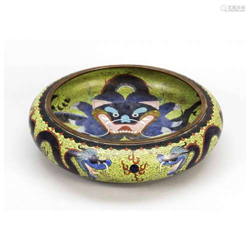 Flat bowl enamel cloisonné, China,