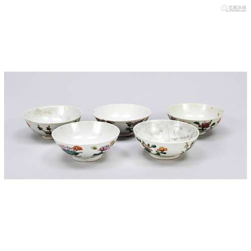 5 Tongzhi style bowls, China, 20th