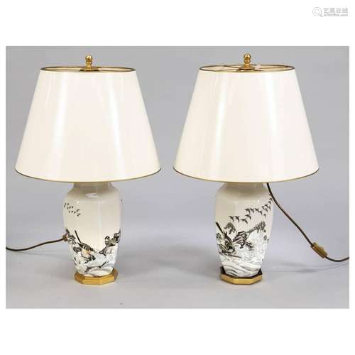 Pair of vase lamps, 20th c., facete