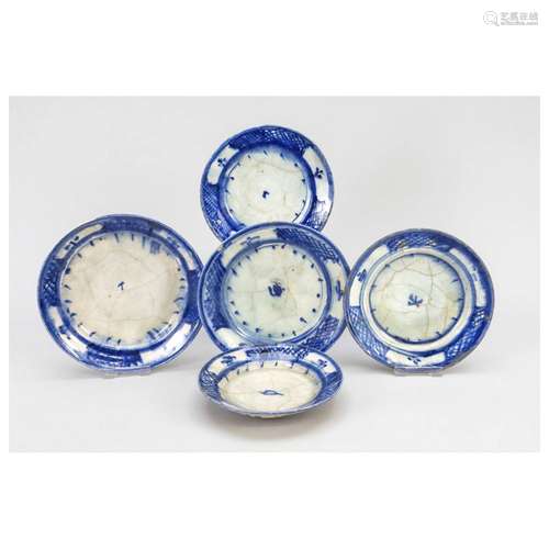 Five plates blue-white, probably Sy