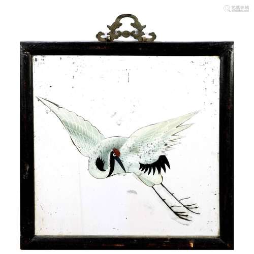 Mirror painting Manchurian crane, C