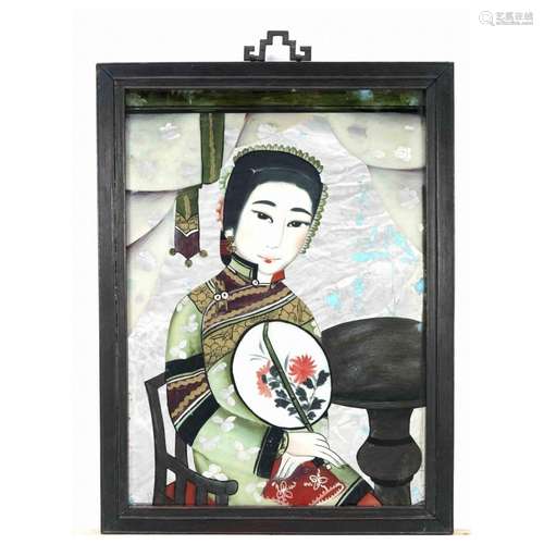 Mirror painting ''The Qipao Lady wi