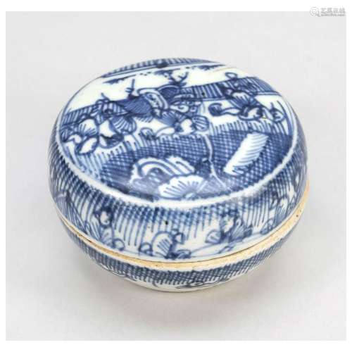 Blue and white lidded box, probably