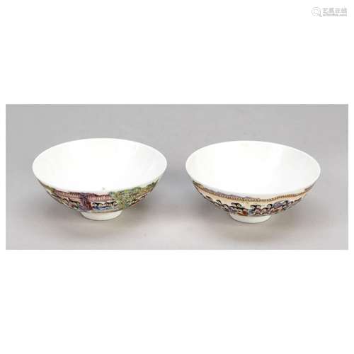 Pair of tea bowls 100 beauties, Chi