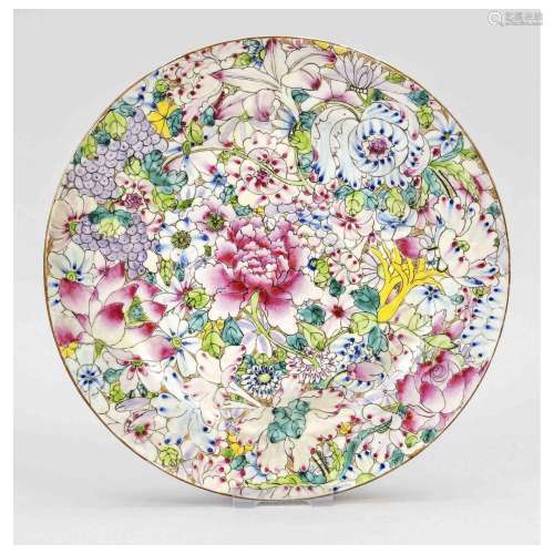 Mille Fleurs plate, China, probably
