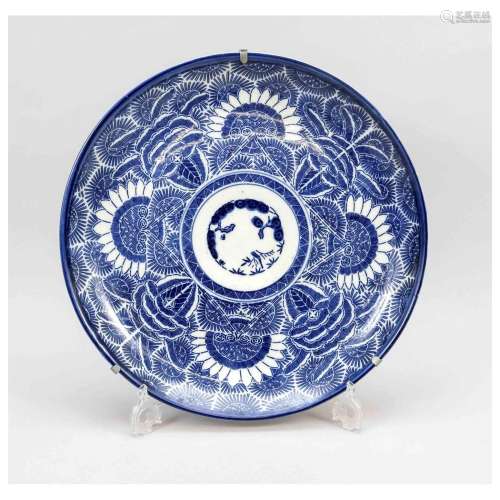Large plate blue print, China, prob