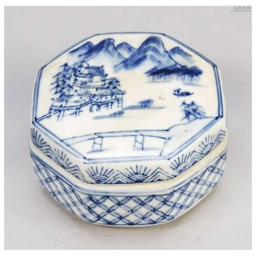 Octagonal lidded box, China, probab