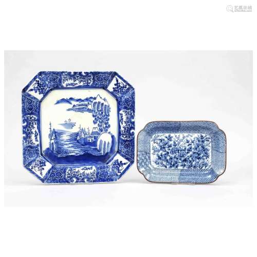 Two bowls blue print, Japan, probab