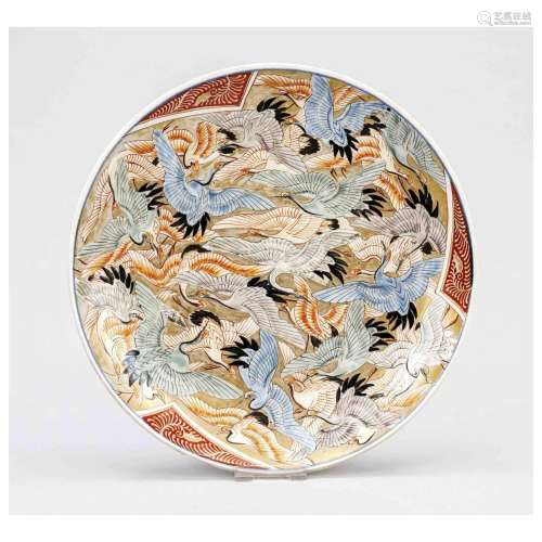 Imari plate 1000 cranes, Japan, Mei