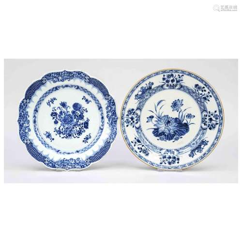 2 export plates blue-white, China,