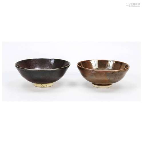 Temmoku bowls with light oil stain