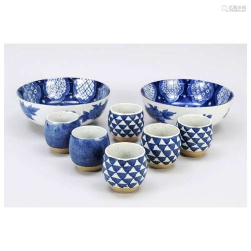 2 bowls and 6 guinomis, Japan, 20th