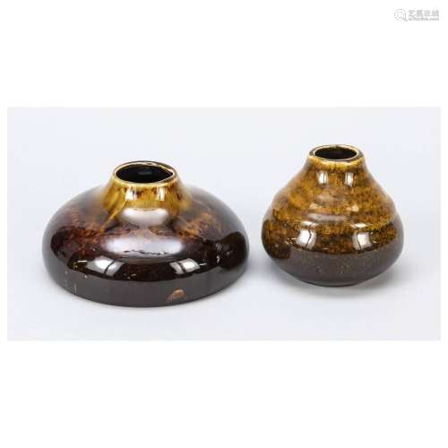 2 vessels with flame glaze, probabl
