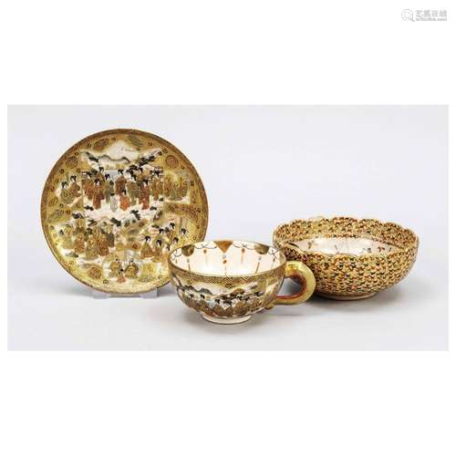 Set of 3 satsuma, Japan, 20th c., i