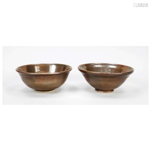 Temmoku bowls with light oil stain