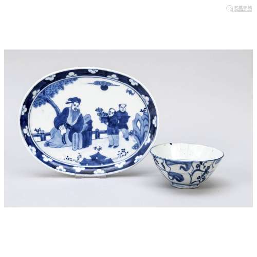 2 Blue and white porcelains, China,