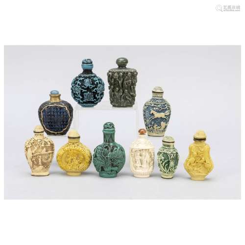 10 snuffbottles, China, 20th centur