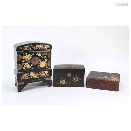 Three lacquer boxes, Japan, c. 1900