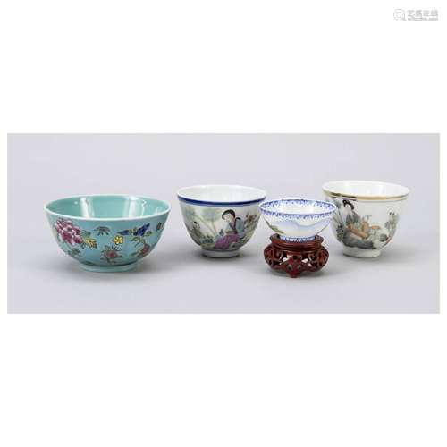 4 Chinese bowls, China, various bow