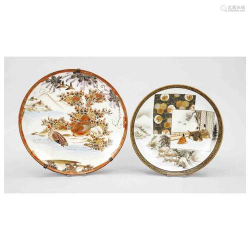 2 Kutani plates, Japan, c. 1900, po