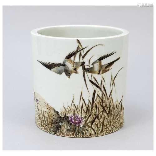 Large brush pot birds, China, porce