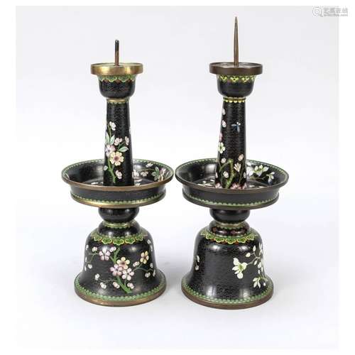 Pair of cloisonné candlesticks, Chi